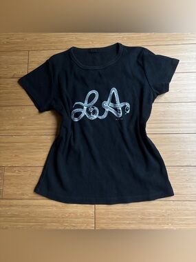 Brandy Melville rare black cotton baby tee